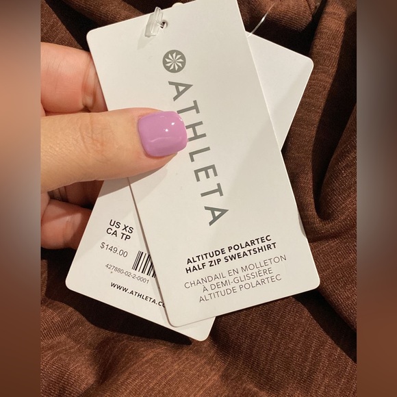 ATHLETA Altitude Polartec Half Zip Sweatshirt // Mahogany Heather - Picture 11 of 15